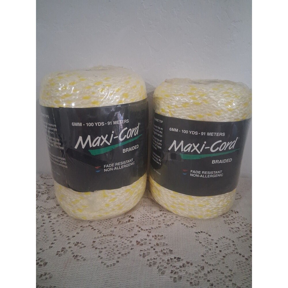Vtg Lot of 2 Maxi-Cord Braided Polypropylene Macrame Cord 6MM-100 YDS-91 M Each